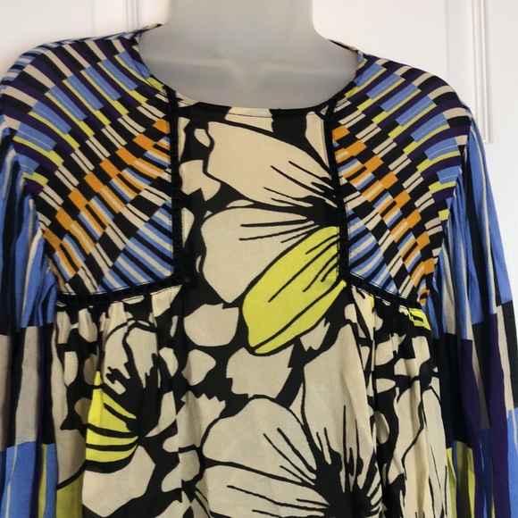 Bl-nk Miranda Peasant Blouse MP Black Motif Anthro - Picture 9 of 15